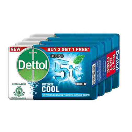 Dettol Intense Cool Bathing Soap Bar with Menthol (Buy 3 Get 1 Free - 75g each) 